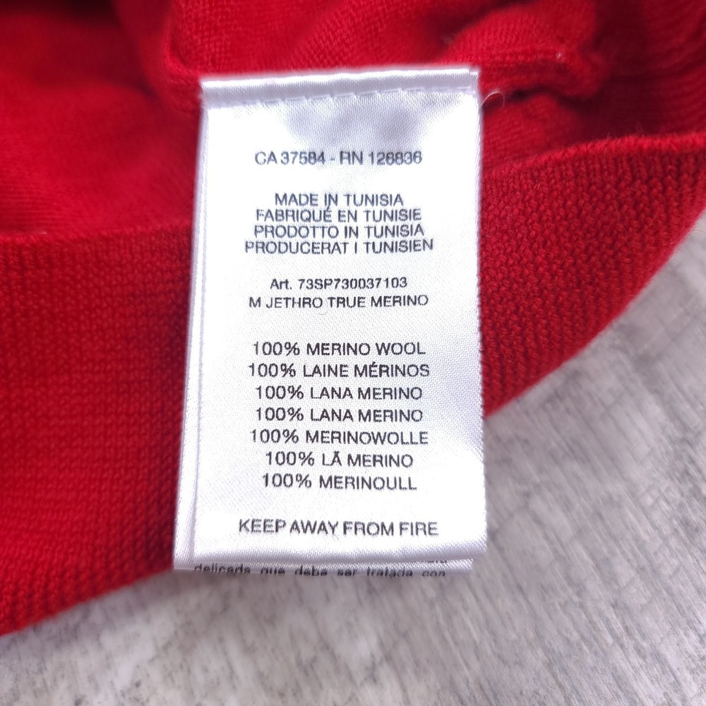 J.Lindeberg Mens Jethro True Merino Knit Sweater Size Large Red V-Neck Pullover - Picture 7 of 7